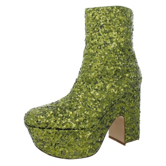 Circus by Sam Edelman Ilana Fashion green grinch sequin heel boot shoe 6.5
